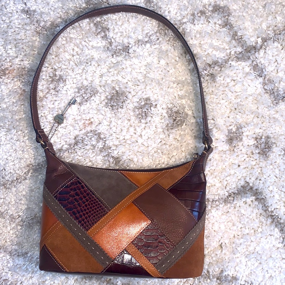 Vintage Fossil Patchwork Leather Shoulder Bag in Like New Condition